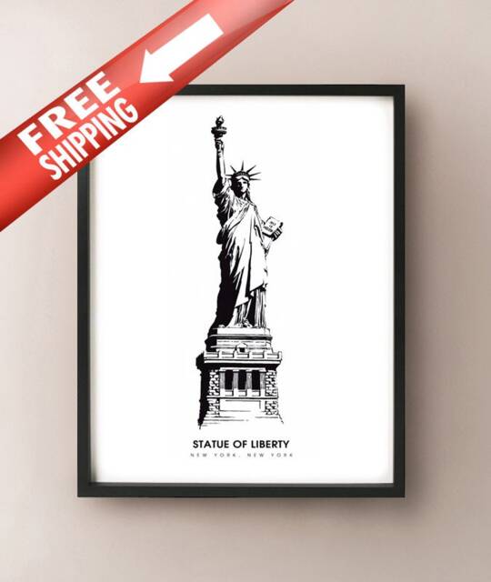 statue Of Liberty - Ink Drawing Print Nyc, New York - image 1
