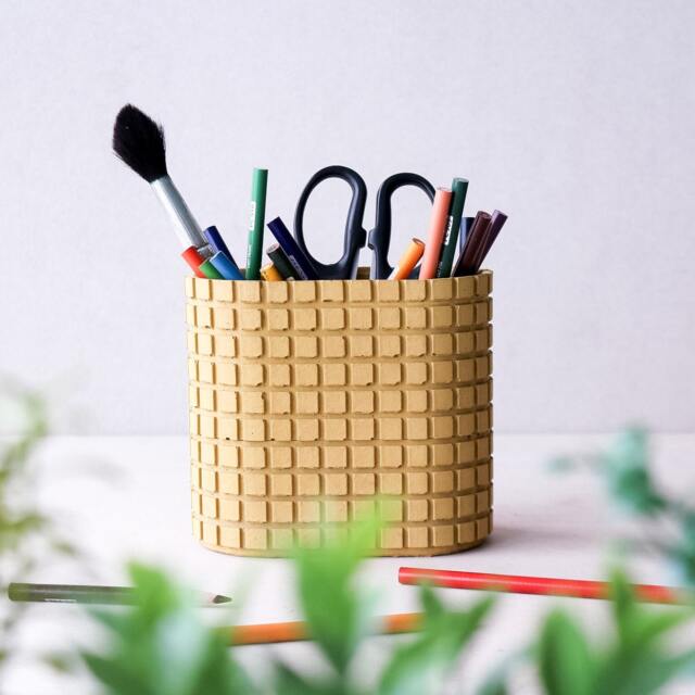 Modern Concrete Desk Organizer - Geometric Pencil Holder For Office Minimalist Pen Cup Industrial Table Decor Unique Architect Gift - image 1