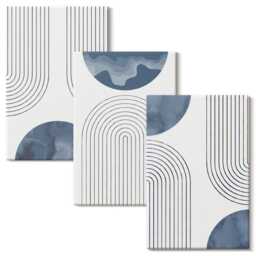 Canvas Art Set Of 3 - Patterns in Shades Blue & White, Photo Print, Geometric Wall Decor - thumbnail 2