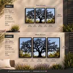Three Panel Tree Garden Mirror, Outdoor Acrylic Mirror Wall Art, Decor, Fence Decoration - thumbnail 4