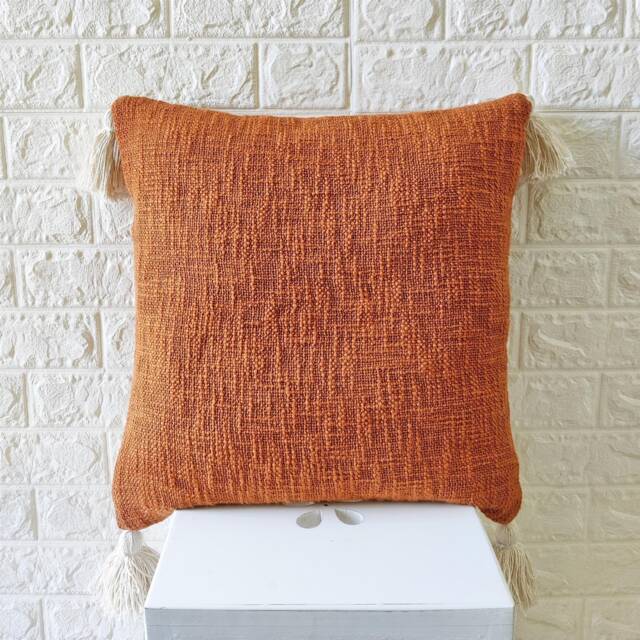 Super Soft Solid Textured Burnt Orange 100% Raw Cotton Hand Dyed 18x18 - 20x20 22x22 24x24 Inches Boho Cushion Cover - image 1