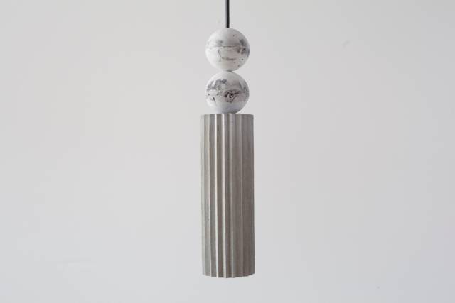 Handmade Concrete Cylinder Pendant Light With Epoxy Spheres - image 1