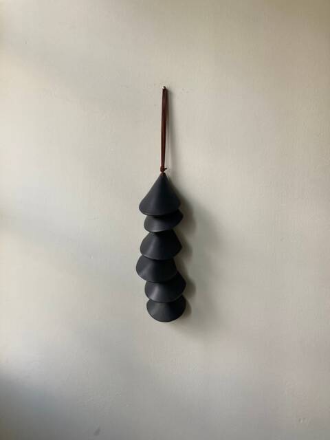 Matte Black Ceramic Tile Wall Hanging Handmade Wabi Sabi Decor - image 1