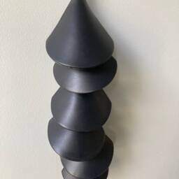 Matte Black Ceramic Tile Wall Hanging Handmade Wabi Sabi Decor - thumbnail 3