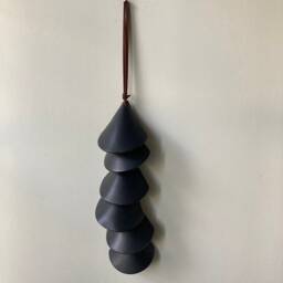Matte Black Ceramic Tile Wall Hanging Handmade Wabi Sabi Decor - thumbnail 4