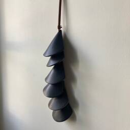 Matte Black Ceramic Tile Wall Hanging Handmade Wabi Sabi Decor - thumbnail 2