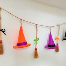 Halloween Broom & Witch Hat Garland, Party Decor, Broomsticks, Trick Or Treat, Gift - thumbnail 2