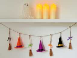 Halloween Broom & Witch Hat Garland, Party Decor, Broomsticks, Trick Or Treat, Gift - thumbnail 1