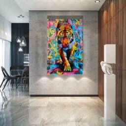 Colorful Tiger Glass Wall Art-Wall Decor-Glass Printing-Large Hangings-Wild Animal Art - Tempered Glass, Panel Art - thumbnail 2