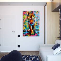 Colorful Tiger Glass Wall Art-Wall Decor-Glass Printing-Large Hangings-Wild Animal Art - Tempered Glass, Panel Art - thumbnail 3