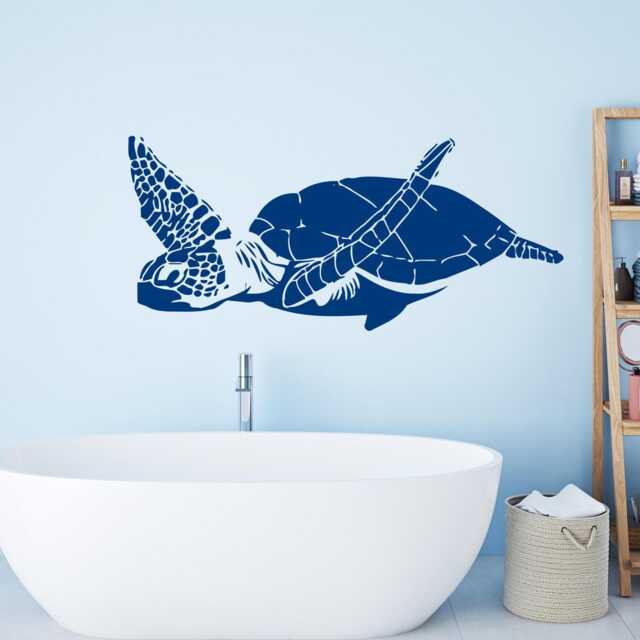 Sea Turtle Vinyl Wall Decal Ocean Bathroom Decor Lw60 - image 1