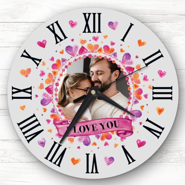 I Love You Grey Romantic Valentine's Day Gift Anniversary Personalised Clock - image 1
