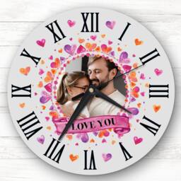 I Love You Grey Romantic Valentine's Day Gift Anniversary Personalised Clock - thumbnail 1