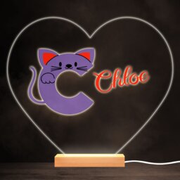 Alphabet Animals Letter C Colourful Heart Personalised Gift Lamp Night Light - Bedroom - thumbnail 1
