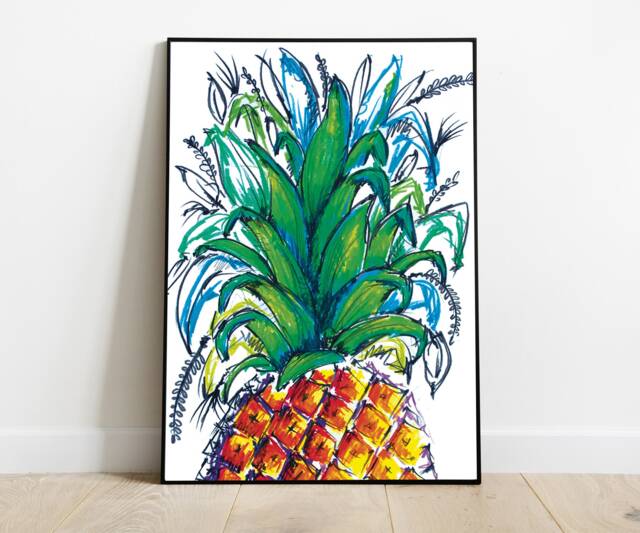 Pineapple Wall Decor, Print, Printable Art, Fruir Fruit Poster, Kitchen Art - image 1