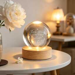 Thank You Teacher Gift, Personalized Appreciation Crystal Ball Lamp, Custom Night Light, End Of Year Keepsake - thumbnail 3