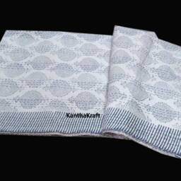 Handblock Ajrak Quality Quilt Blanket Queen/King Size Kantha Indian Cotton Hand Stitched Bedspread Bohemian - thumbnail 2