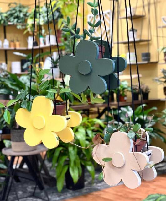 Set Of 3 Indoor Hanging Planter, Daisy Flower Pot, Unique Gift, 3D Printed Cute Aesthetic, Retro Home Decor, Wall Planter Boho - image 1