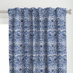 William Morris Curtain Panel - Damask Victorian Classic Floral Custom Strawberry Thief Blue By Peacoquettedesigns - thumbnail 1
