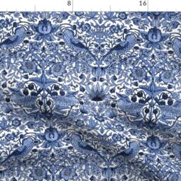 William Morris Curtain Panel - Damask Victorian Classic Floral Custom Strawberry Thief Blue By Peacoquettedesigns - thumbnail 4