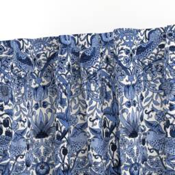 William Morris Curtain Panel - Damask Victorian Classic Floral Custom Strawberry Thief Blue By Peacoquettedesigns - thumbnail 3