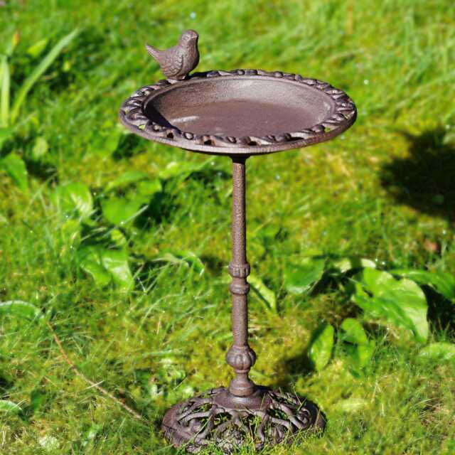 Cast Iron Bird Bath -Outdoor Garden Metal Feeder Antique Freestanding Robin Decoration British Gift - image 1