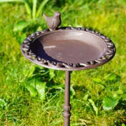 Cast Iron Bird Bath -Outdoor Garden Metal Feeder Antique Freestanding Robin Decoration British Gift - thumbnail 3