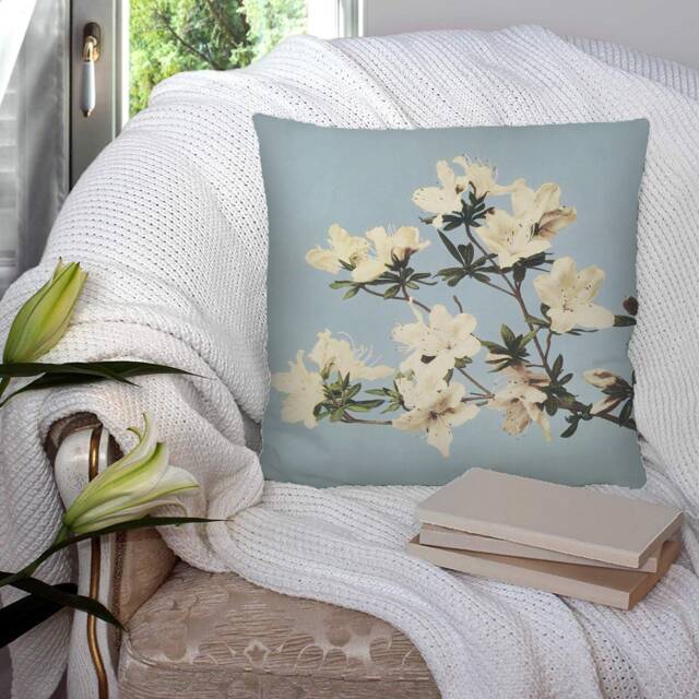 Japanese Azaleas Flower Ogawa Kazumasa Bright Colourful Super Soft Decorative Pillow Throw Cushion, Case Cover Or With Filling Luxury Velvet