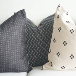 Black & Beige Boho Pillow Cover Set Textured Home Decor - thumbnail 2
