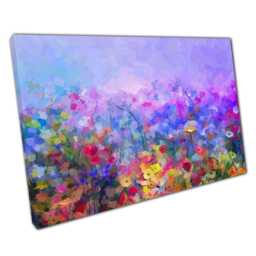 Enchanting Cosmos Wildflower Canvas Abstract Floral Meadow Art For Home & Office Walls - thumbnail 1