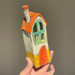 Handmade Ceramic House Lanterns Pottery Village Home Decor - thumbnail 4