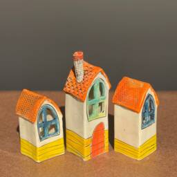 Handmade Ceramic House Lanterns Pottery Village Home Decor - thumbnail 3