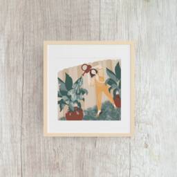 Plant Lover Art Print Whimsical Earthling Watering Plants - thumbnail 3