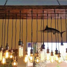 Wood Chandelier 20 Pendant Lights Industrial Wooden Ceiling Vintage Dining - thumbnail 2