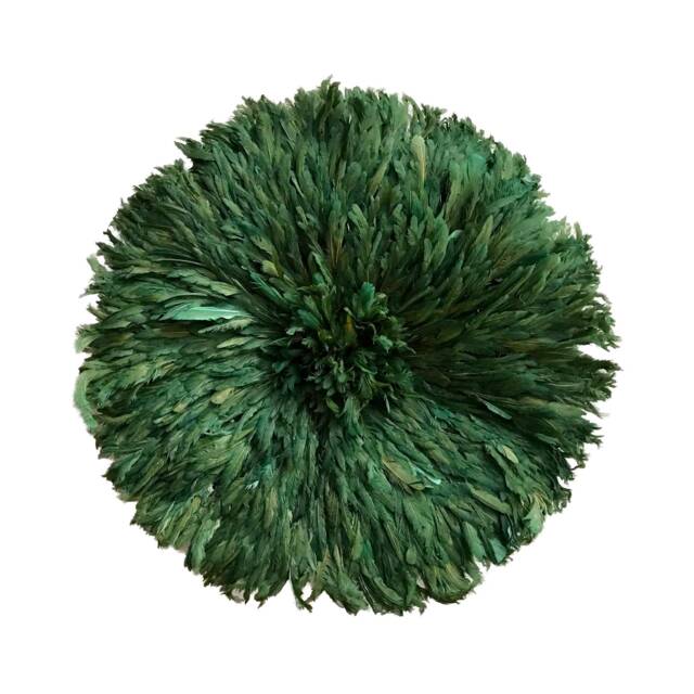 Dark Green Juju Hat- Feather Wall Hanging- Interior Contemporary Decor- Authentic African Accessory - image 1