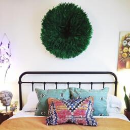 Dark Green Juju Hat- Feather Wall Hanging- Interior Contemporary Decor- Authentic African Accessory - thumbnail 3