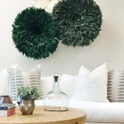 Dark Green Juju Hat- Feather Wall Hanging- Interior Contemporary Decor- Authentic African Accessory - thumbnail 2