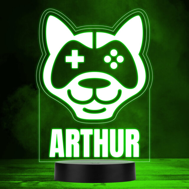 Gamer Fox Gaming Controller Face Video Game Personalised Gift Rgb Night Light - Bedroom Lamp - image 1