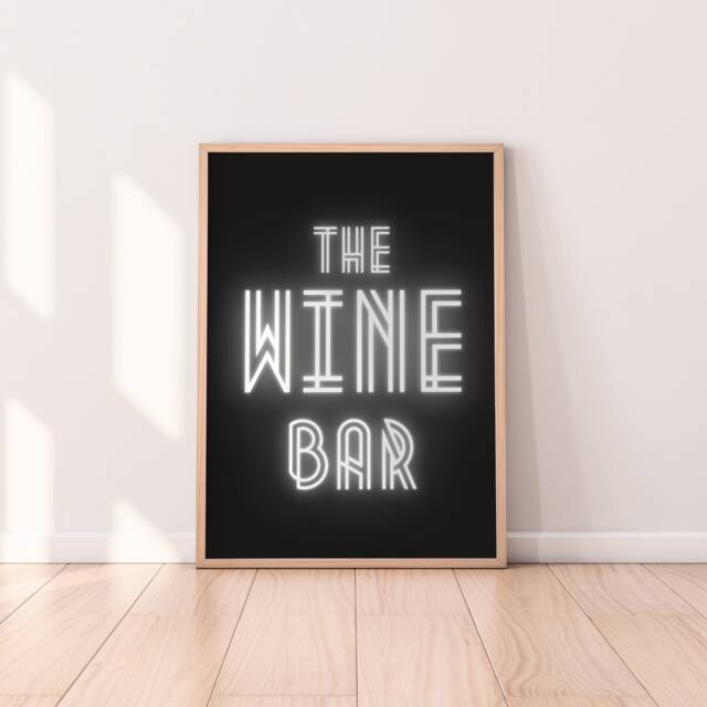 The Wine Bar Print - Retro Print, Kitchen Wall Art, Home Decor, Art Deco Cart Typography - image 1