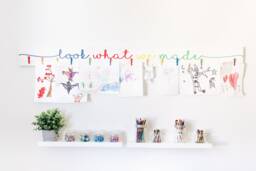 3D Kids Craft Look What I Made Sign - Art Display Signs Playroom Wall Room Decor Rainbow Laser