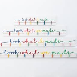 3D Kids Craft Look What I Made Sign - Art Display Signs Playroom Wall Room Decor Rainbow Laser - thumbnail 2