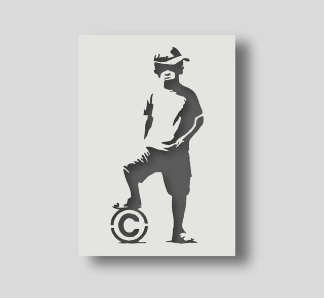 Banksy Copyright Boy Stencil Reusable Wall Art Decor - image 1