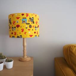 Cowboy Yellow Lampshade Kids Western Cowboys Cactus Saloon Handmade Fabric Lamp Shade Ceiling Pendant Or Table Floor Various Sizes - thumbnail 3