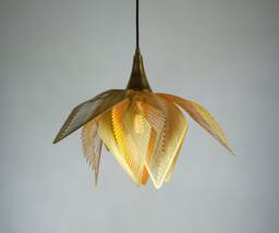 Golden Flower Pendant Light, Modern Brass Chandelier, Leaf Sculpture