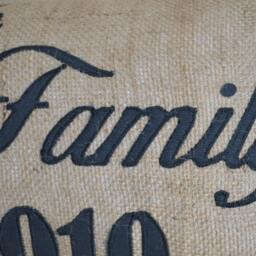 Family Name Pillow, Custom Pillow, Pillow With Last Name, Burlap Pillow - thumbnail 2