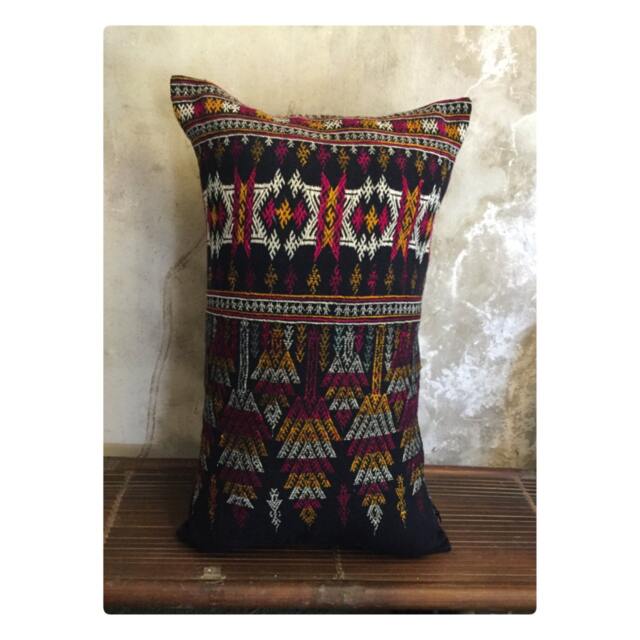 Vintage Handmade Red Dao Embroidered Cotton Pillow Cover in Tuyen Quang Area, in The North Of Vietnam - image 1