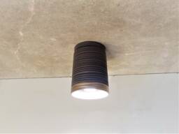Handmade Gray Ceramic Flush Mount Ceiling Light Carved Texture - thumbnail 1