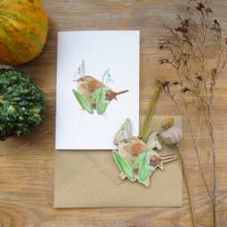 Wren & Snowdrops Hanging Wooden Decoration - British Bird Decoration- Christmas Tree Decoration Bird Christmas Ornament - thumbnail 2