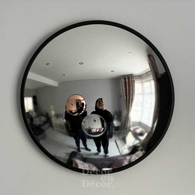 Bubble Convex Mirror - Handmade, Matte Black Frame - 50cm - image 1