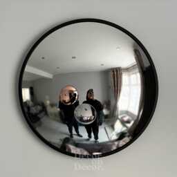 Bubble Convex Mirror - Handmade, Matte Black Frame - 50cm